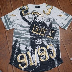Legendary Graphic Long Sleeve Tee in Black, White, and Gold